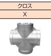 ｽﾃﾝﾚｽ継手 SUS304 ねじ込み ｸﾛｽ           X