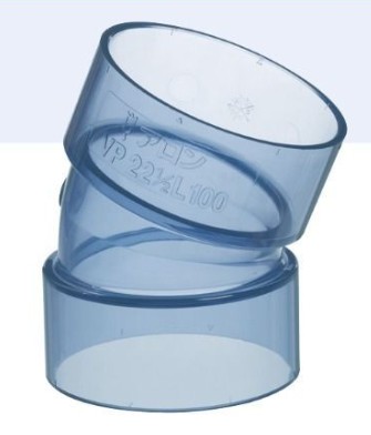 CU継手 VP管用22 1/2°ｴﾙﾎﾞ(ﾄｳﾒｲ)         透明VP 22 1/2L