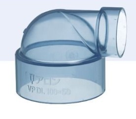 CU継手 VP管用異径90°ｴﾙﾎﾞ(ﾄｳﾒｲ)         透明VP DL